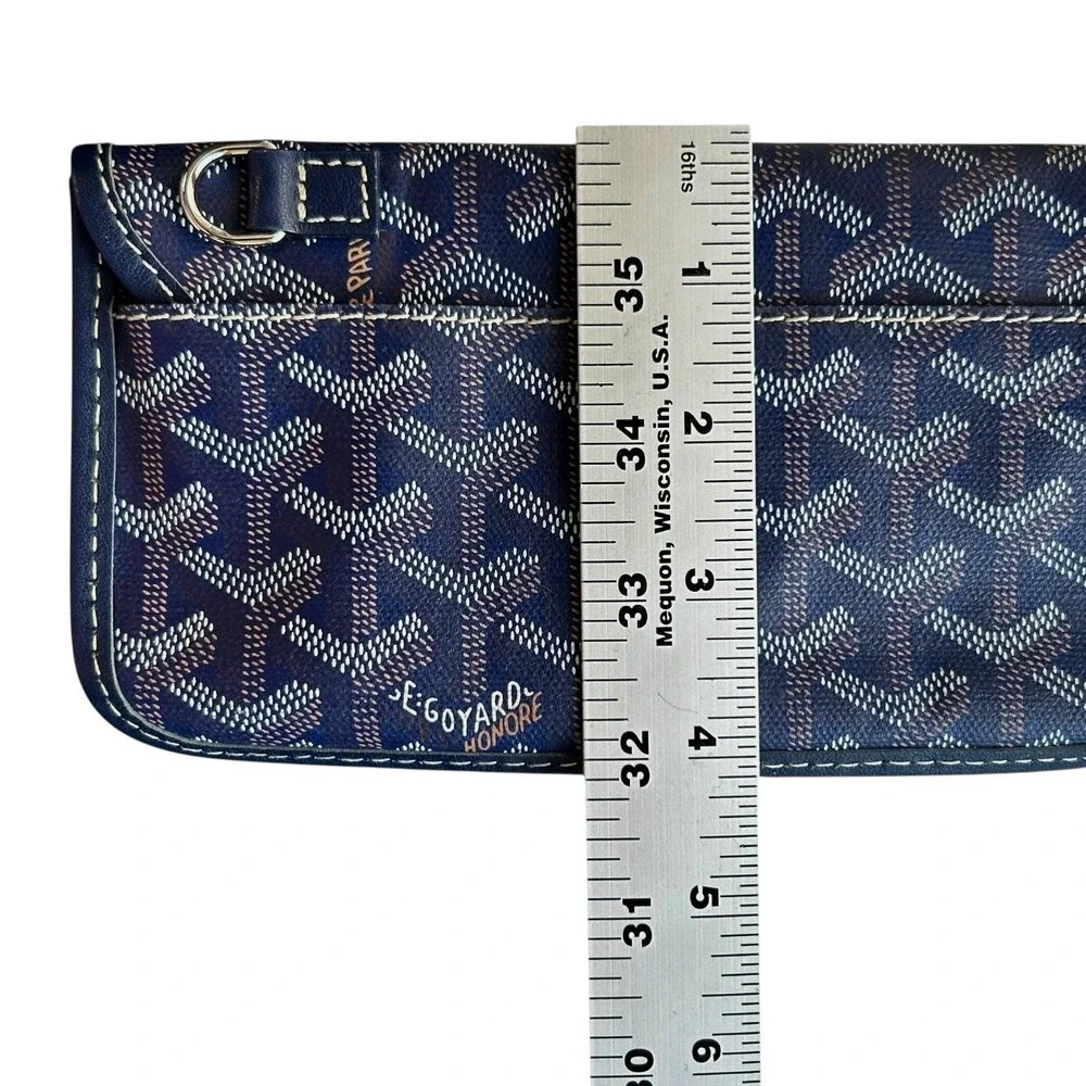 GOYARD Paris Navy Blue Goyardine Flap Pouch (for Tote) Made in France - No Strap